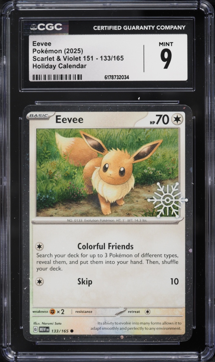 2025 Pokemon Scarlet & Violet 151 Holiday Calendar Eevee #133 CGC 9 MINT