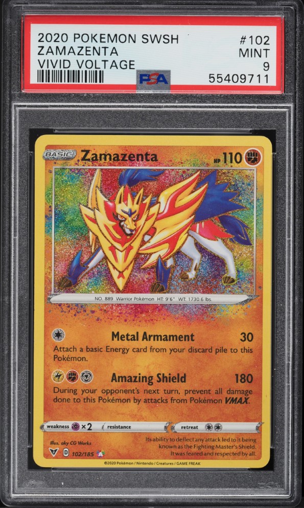 2020 Pokemon Sword & Shield Vivid Voltage Amazing Rare Zamazenta #102 PSA 9 MINT
