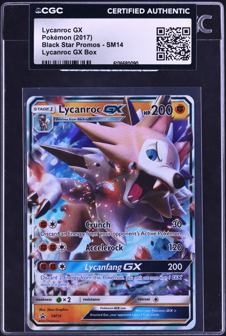 2017 Pokemon Sun & Moon Black Star Promos Lycanroc GX #SM14 CGC AUTH