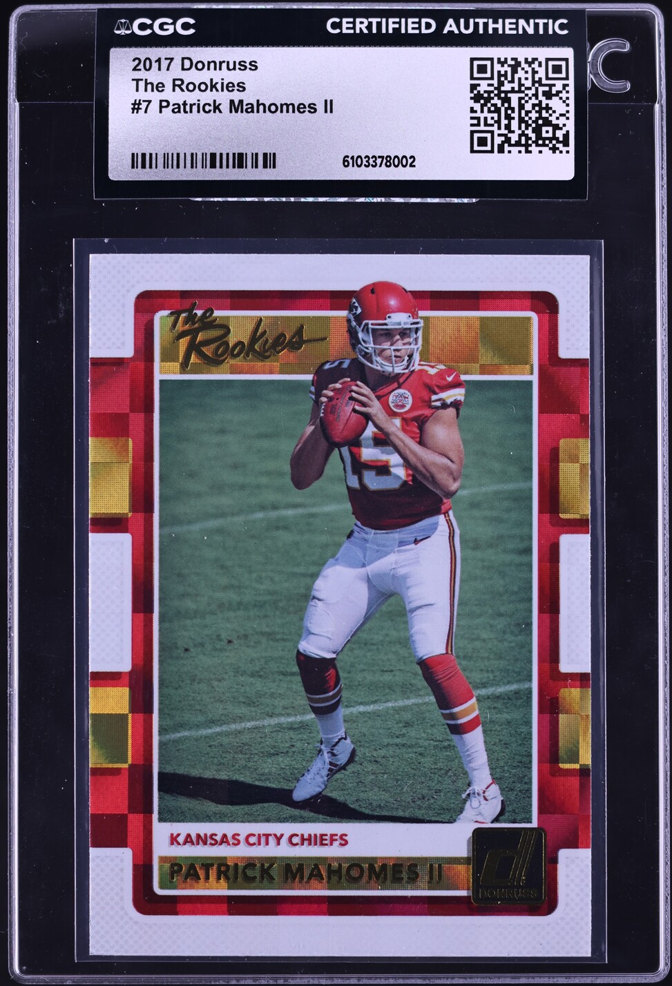 2017 Donruss The Rookies Patrick Mahomes II ROOKIE #7 CGC AUTH