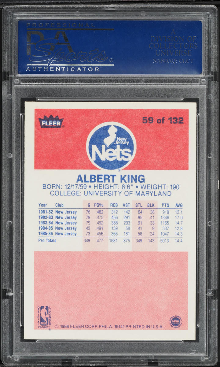 1986 Fleer Basketball Albert King #59 PSA 10 GEM MINT