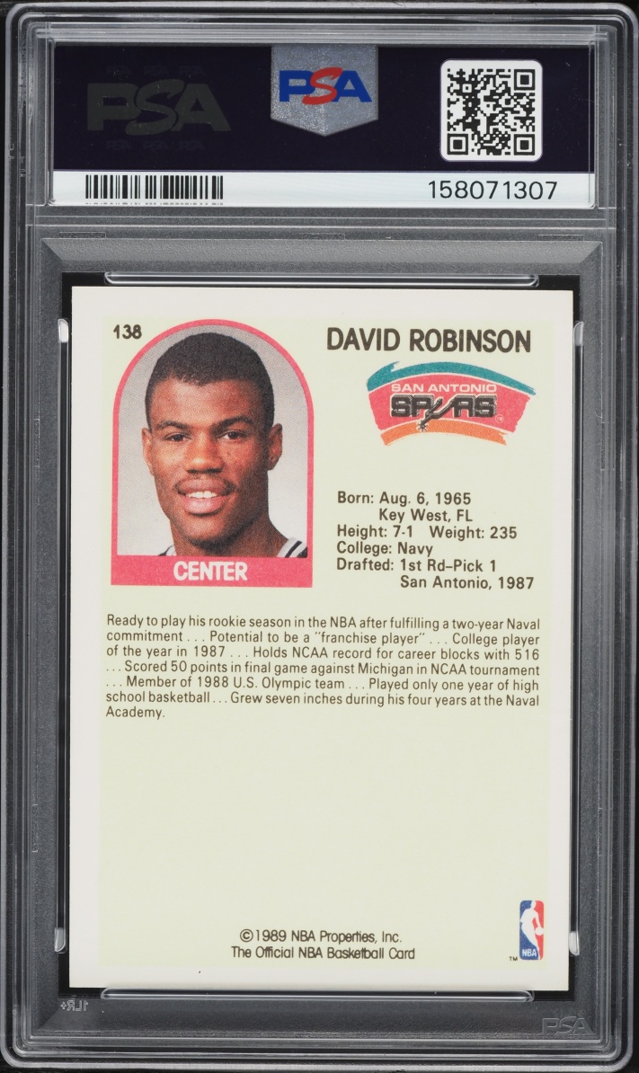 1989 Hoops David Robinson ROOKIE #138 PSA 7 NRMT