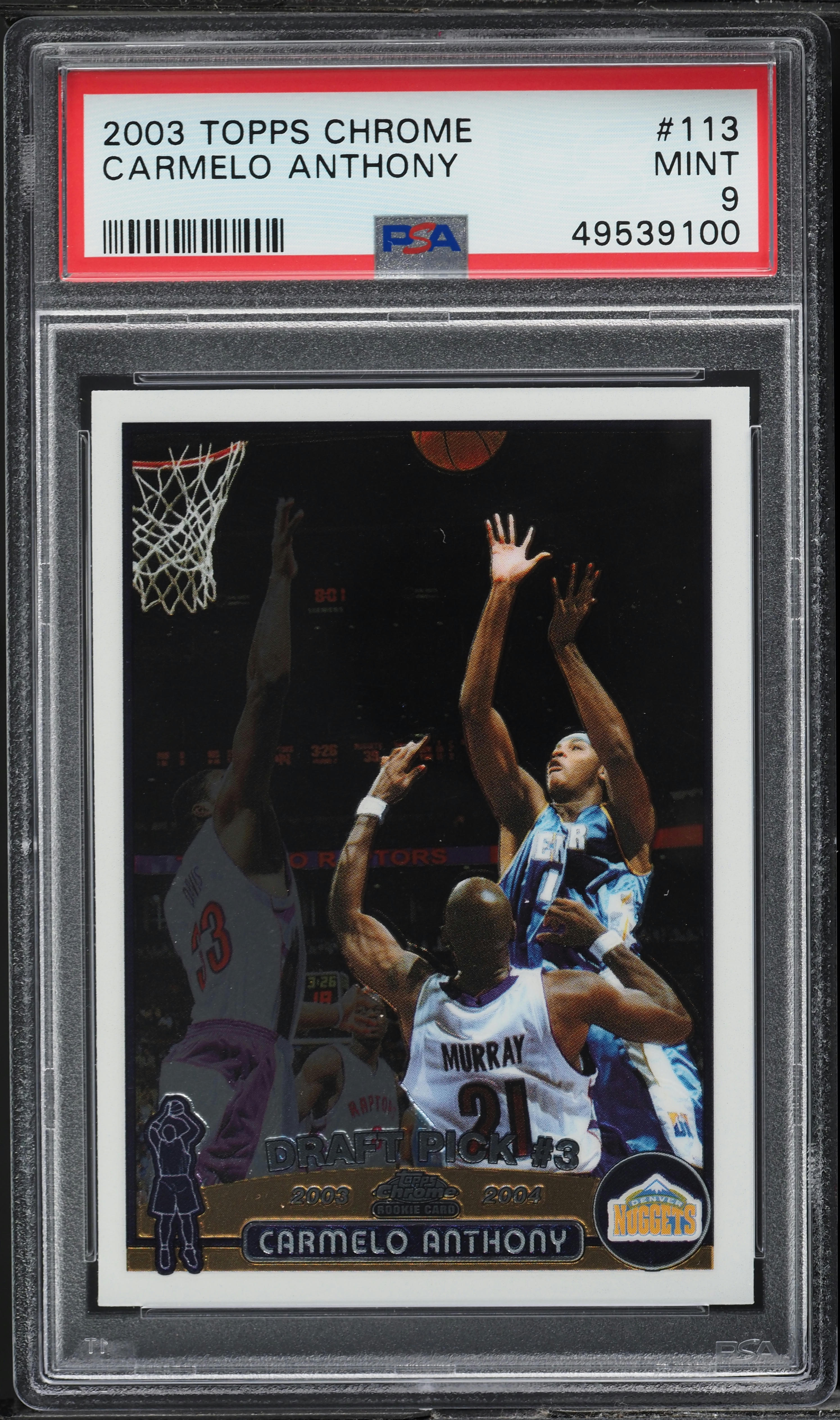 2003 Topps Chrome Carmelo Anthony ROOKIE #113 PSA 9 MINT on