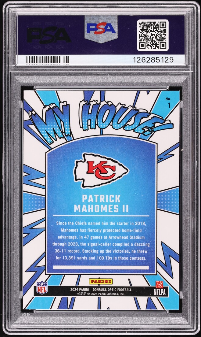 2024 Donruss Optic My House! Patrick Mahomes II #1 PSA 10 GEM MINT