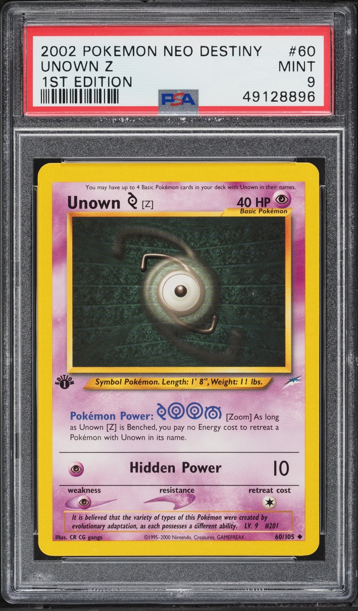 2002 Pokemon Neo Destiny 1st Edition Unown Z #60 PSA 9 MINT