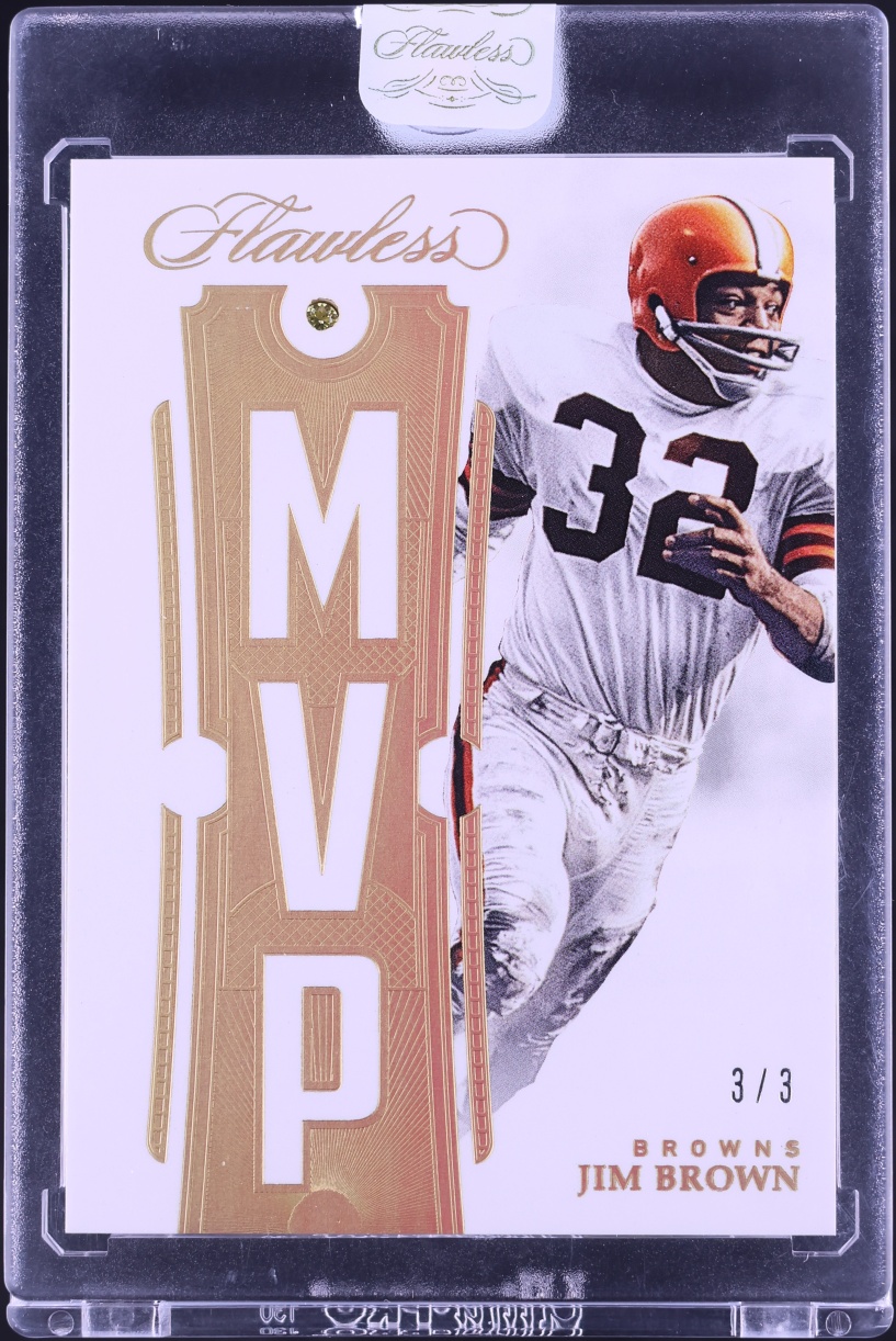 2018 Panini Flawless MVP Canary Yellow Diamond Gems Jim Brown 3/3 #MVP-14