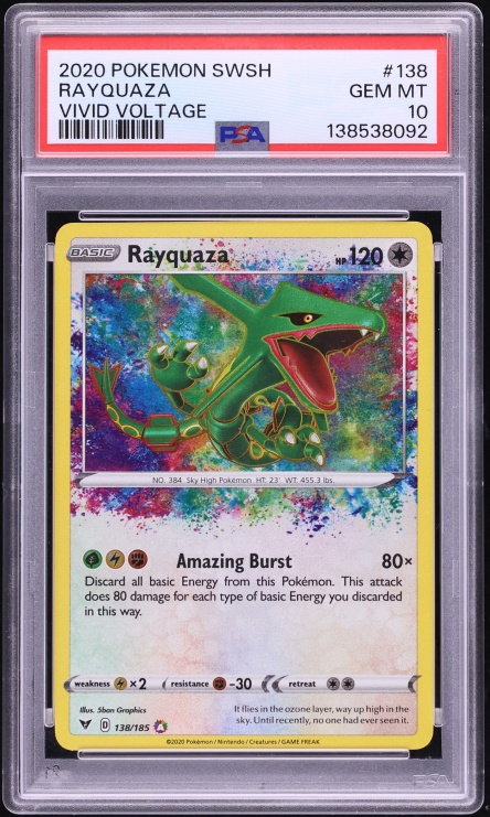 2020 Pokemon Sword & Shield Vivid Voltage Amazing Rare Rayquaza #138 PSA 10 GEM MINT