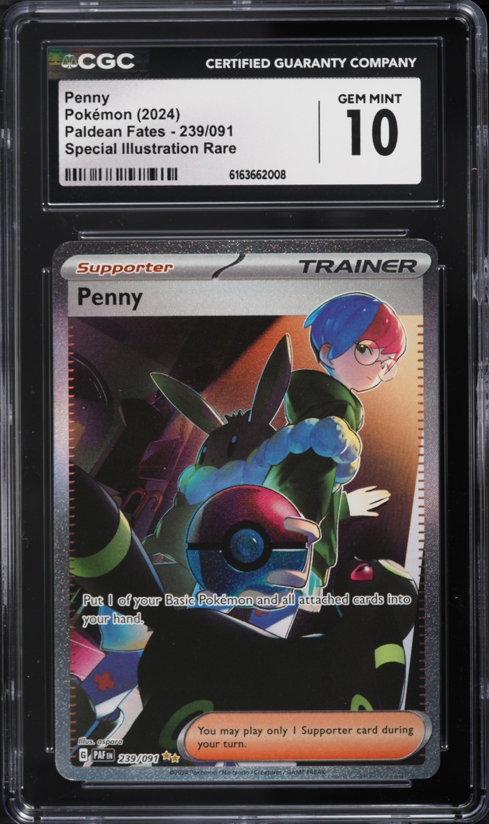 2024 Pokemon Scarlet & Violet Paldean Fates SIR Penny #239 CGC 10 GEM MINT