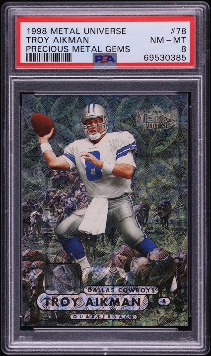 1998 Metal Universe Precious Gems PMG Troy Aikman /50 #78 PSA 8 NM-MT - Photo 1