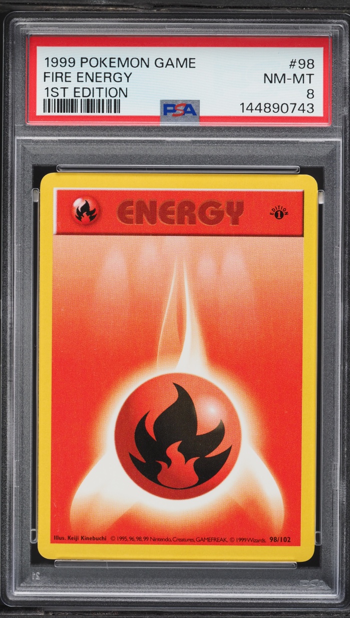 1999 Pokemon Base Set Shadowless 1st Edition Fire Energy #98 PSA 8 NM-MT