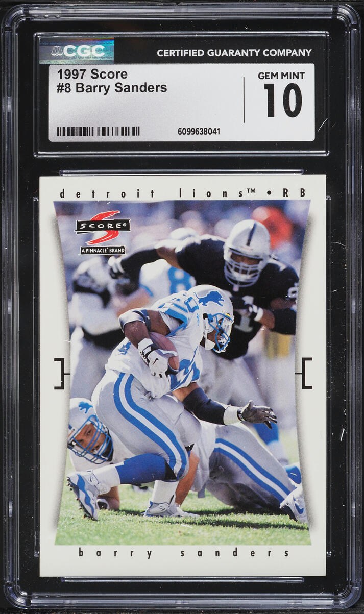 1997 Score Football Barry Sanders #8 CGC 10 GEM MINT