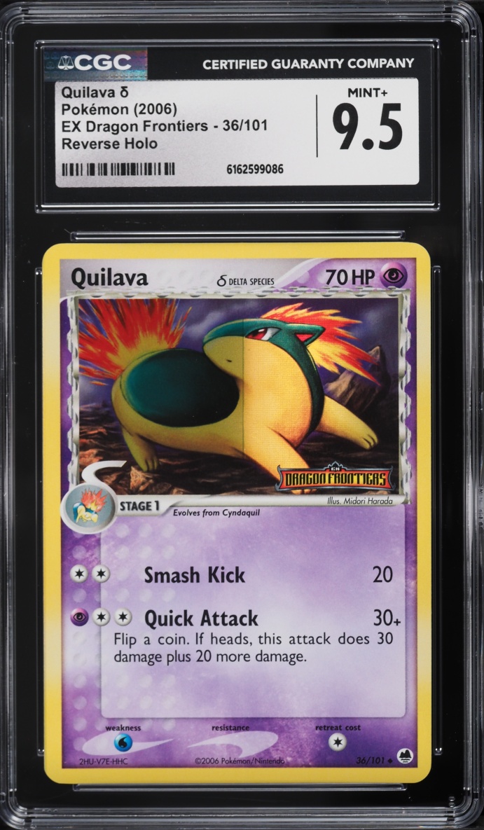 2006 Pokemon EX Dragon Frontiers Reverse Holo Quilava #36 CGC 9.5 MINT+