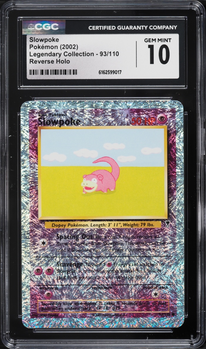 2002 Pokemon Legendary Collection Reverse Holo Slowpoke #93 CGC 10 GEM MINT