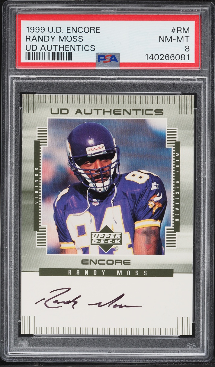 1999 Upper Deck Encore UD Authentics Randy Moss AUTO #RM PSA 8 NM-MT