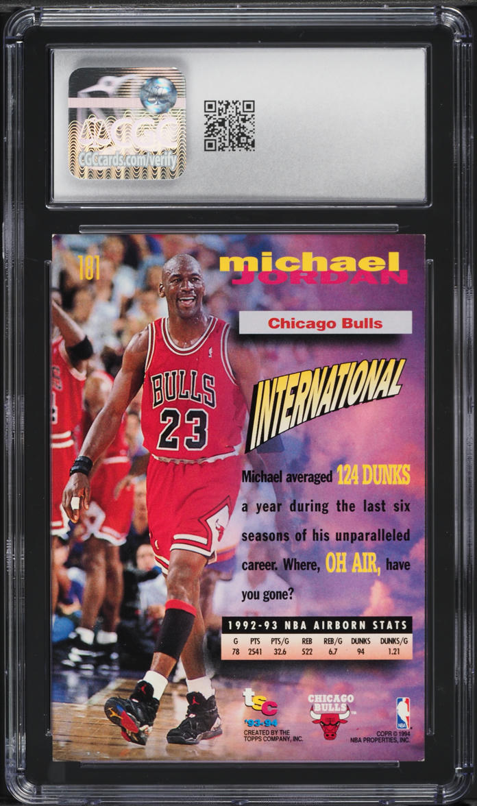 1993 Stadium Club Basketball Michael Jordan #181 CGC 7 NRMT