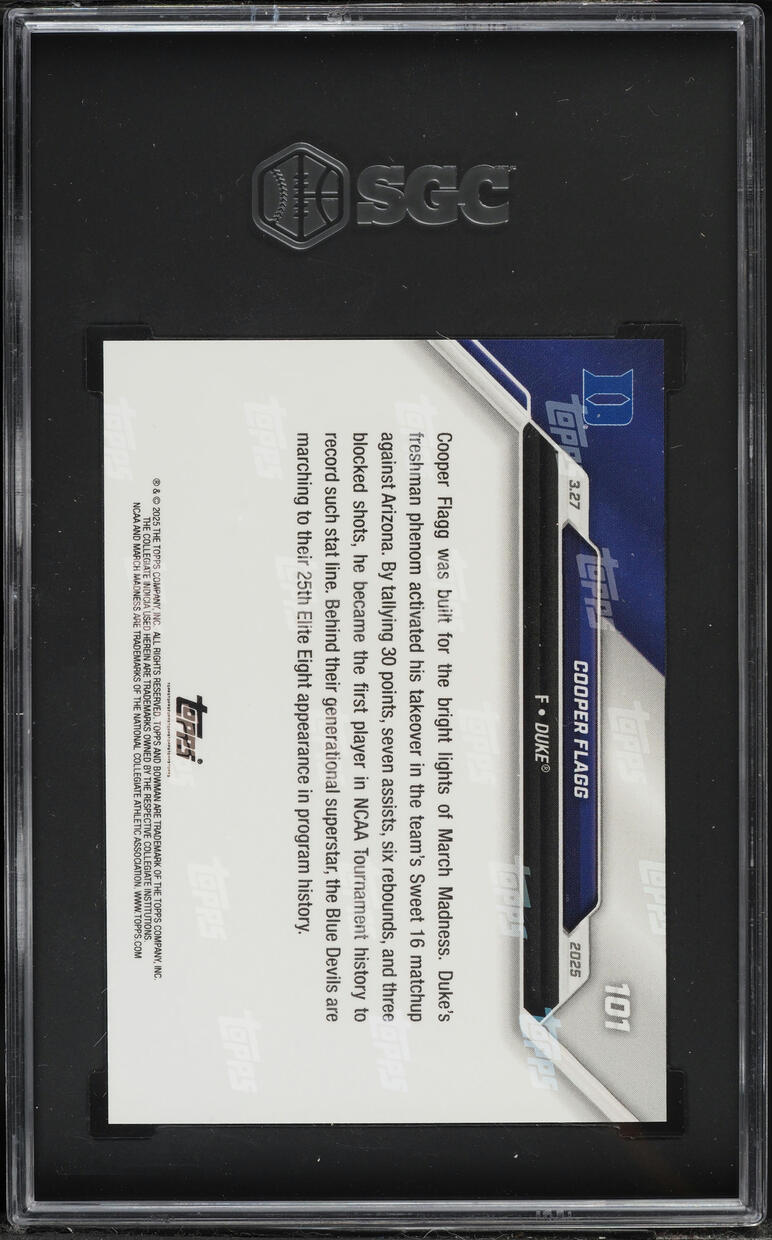 2024 Bowman University Now Cooper Flagg ROOKIE #101 SGC 10 GEM MINT