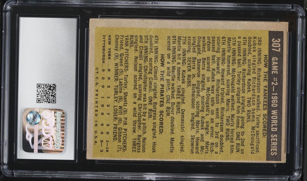 1961 Topps '60 World Series Game 2 MANTLE SLAMS 2 HOMERS #307 CGC 1 PR
