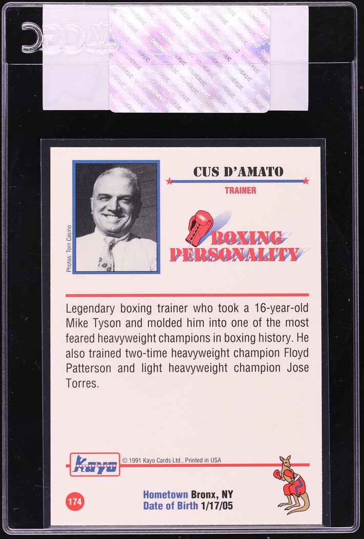 1991 Kayo Cus D'Amato #174 CGC AUTH