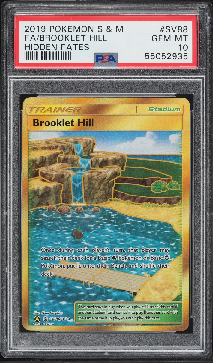 2019 Pokemon Sun & Moon Hidden Fates Gold Rare Brooklet Hill #SV88 PSA 10 GEM MINT