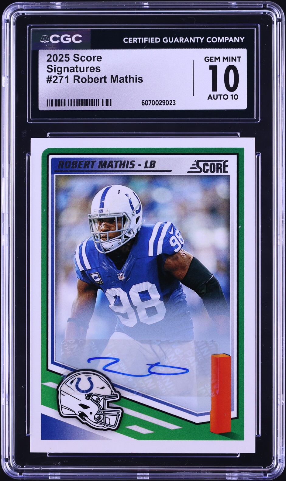 2025 Score Signatures Robert Mathis AUTO #271 CGC 10 GEM MINT on ...