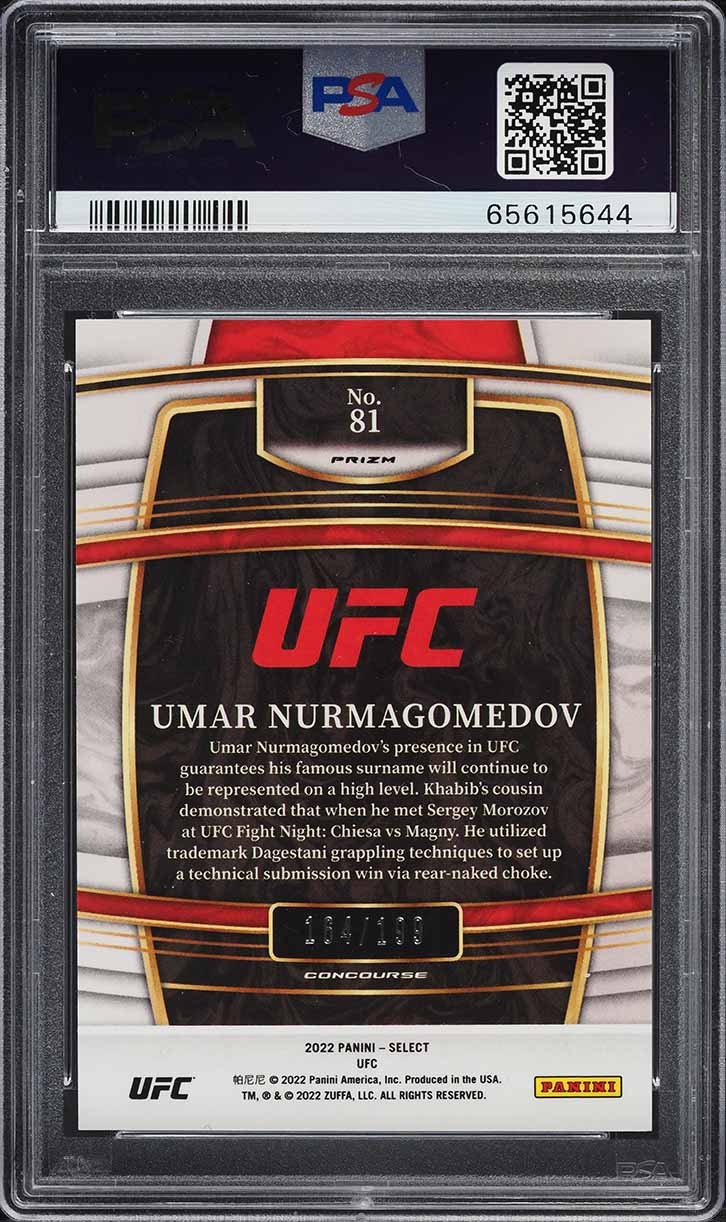 2022 Select UFC Concourse Light Blue Prizm Umar Nurmagomedov RC /199 #81 PSA 10