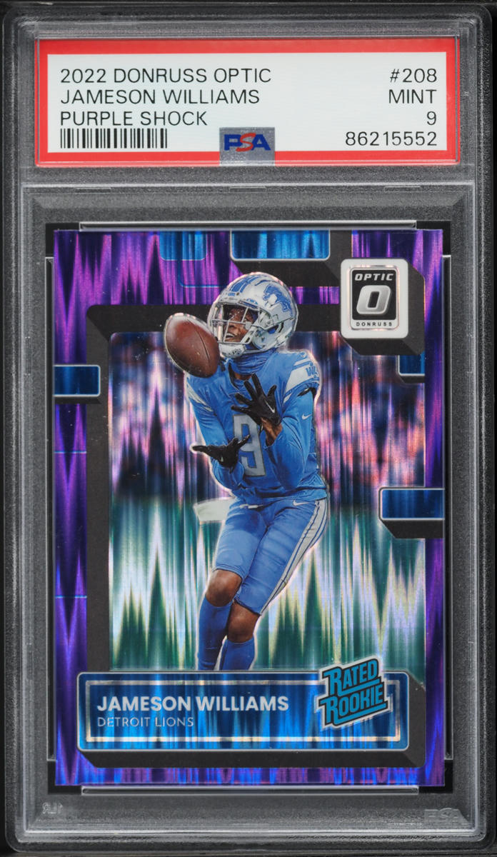 2022 Donruss Optic Purple Shock Jameson Williams ROOKIE #208 PSA 9 MINT