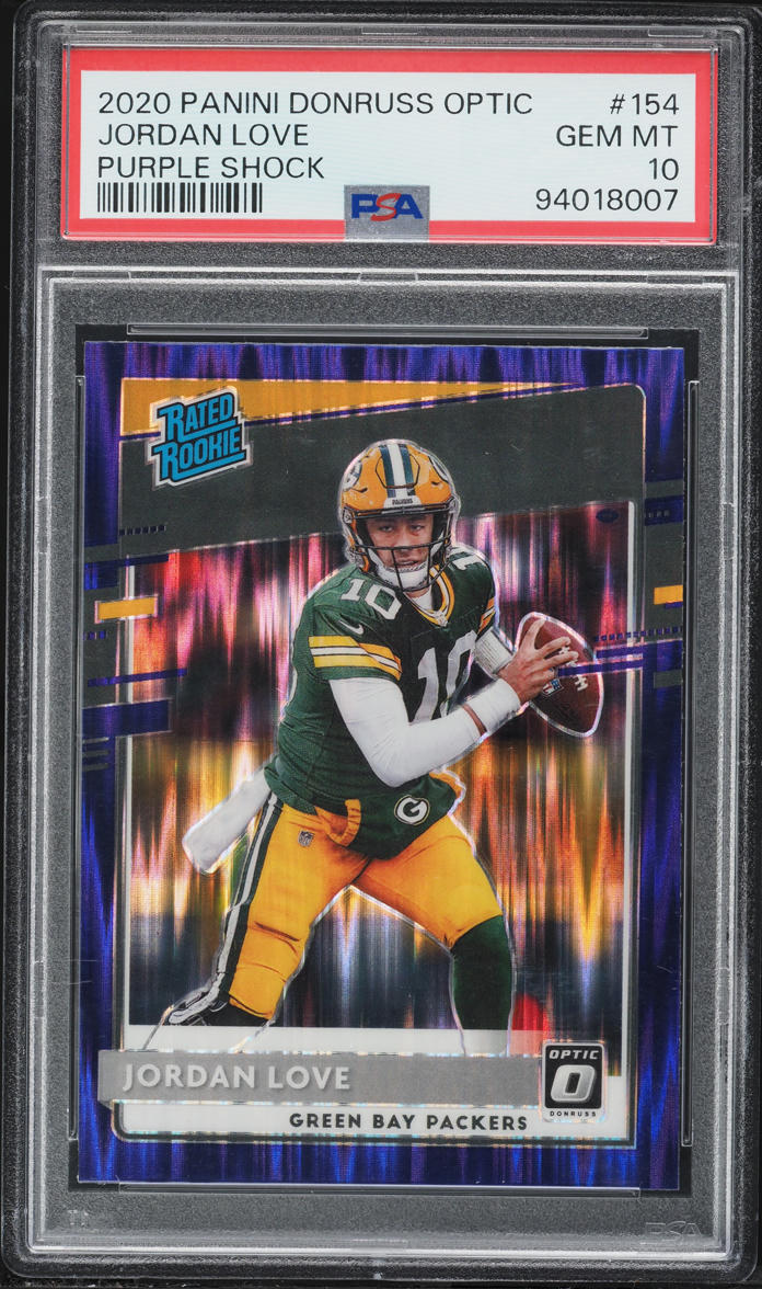 2020 Donruss Optic Purple Shock Jordan Love ROOKIE #154 PSA 10 GEM MINT