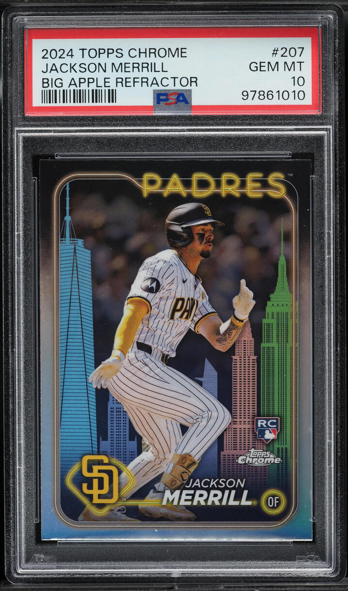 2024 Topps Chrome Big Apple Refractor Jackson Merrill ROOKIE #207 PSA 10 GEM MINT