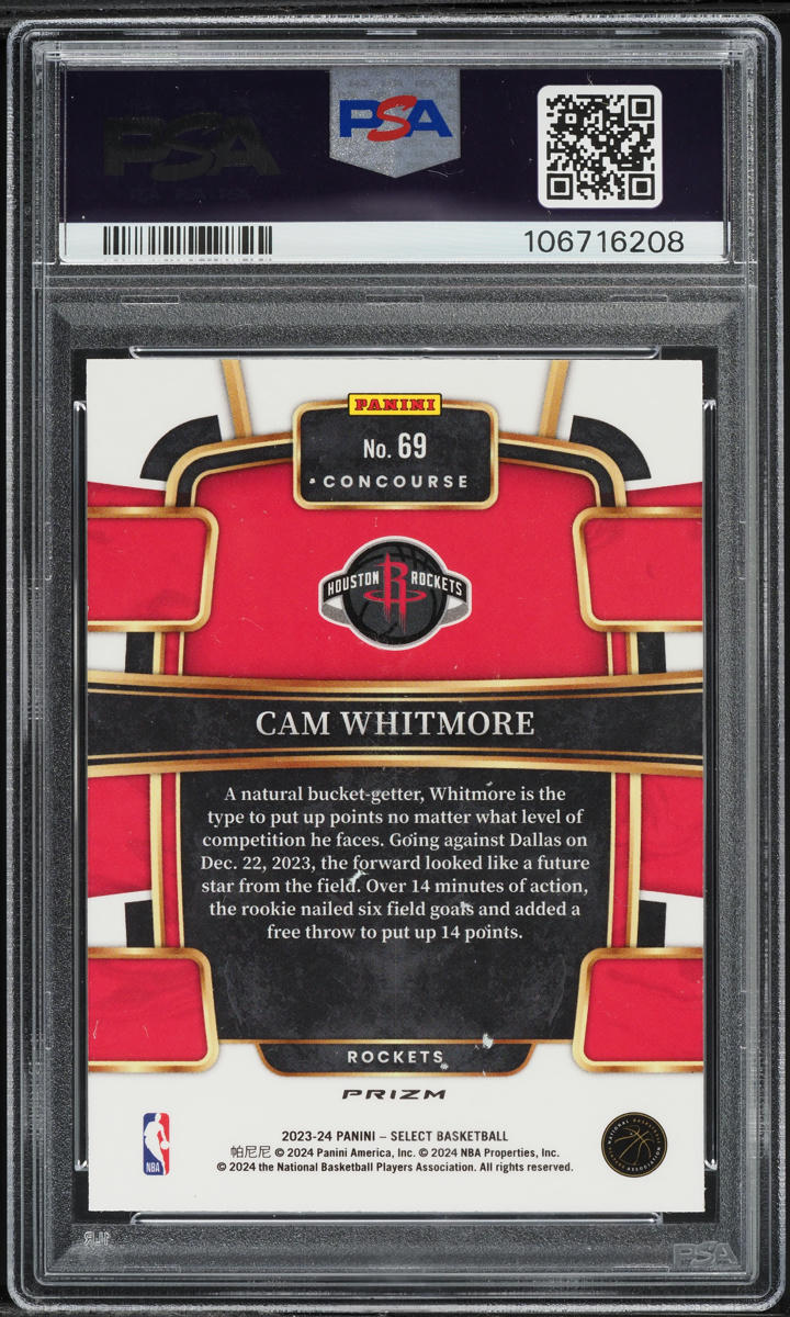 2023 Select Concourse Tiger Prizm Cam Whitmore ROOKIE #69 PSA 9 MINT