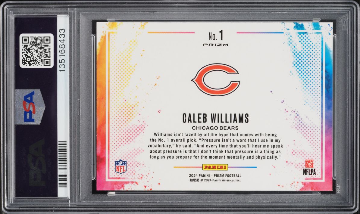 2024 Panini Prizm Color Blast Caleb Williams ROOKIE #1 PSA 10 GEM MINT