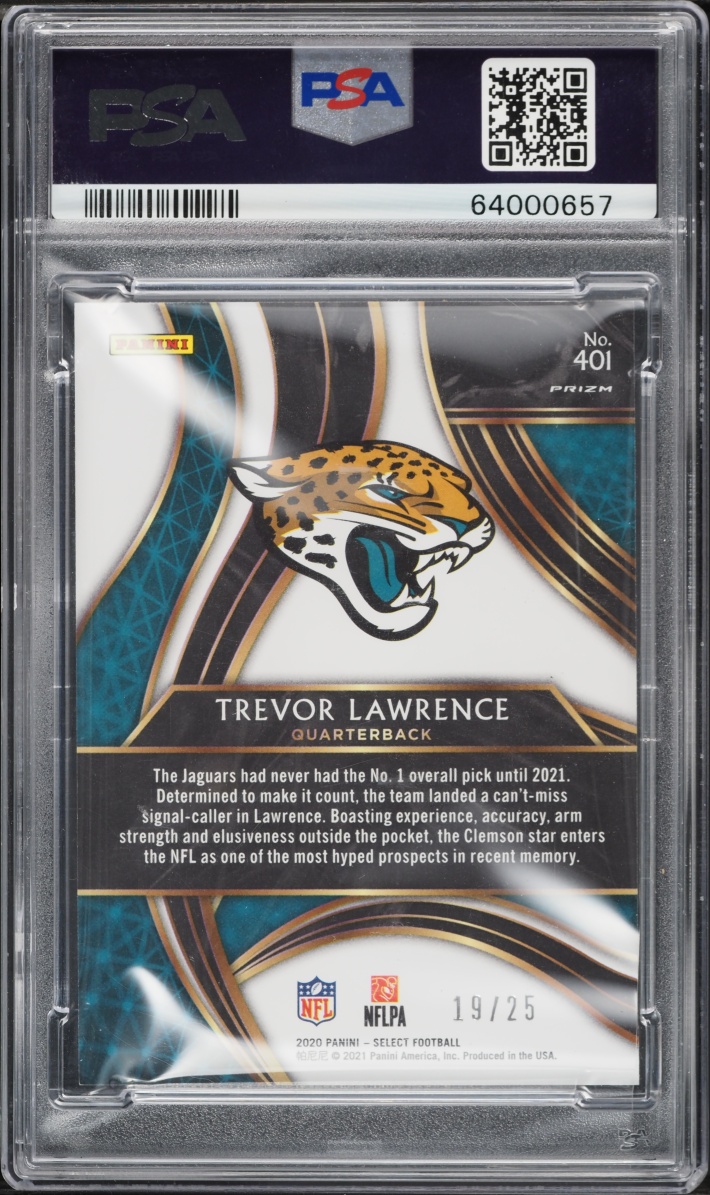 2020 Select '21 XRC Tie Dye Prizm Redemption Trevor Lawrence ROOKIE /25 #401 PSA 10 GEM MINT