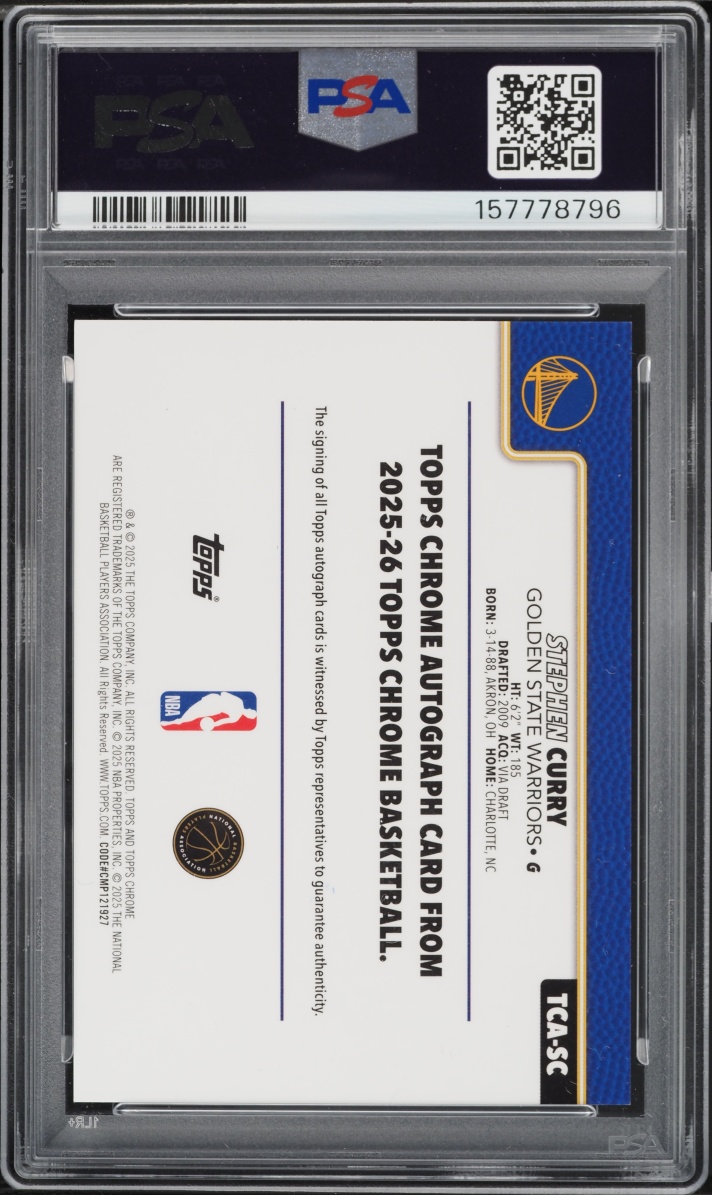 2025 Topps Chrome Purple Refractor Stephen Curry AUTO DNA 10 /75 #TCA-SC PSA 9 MINT