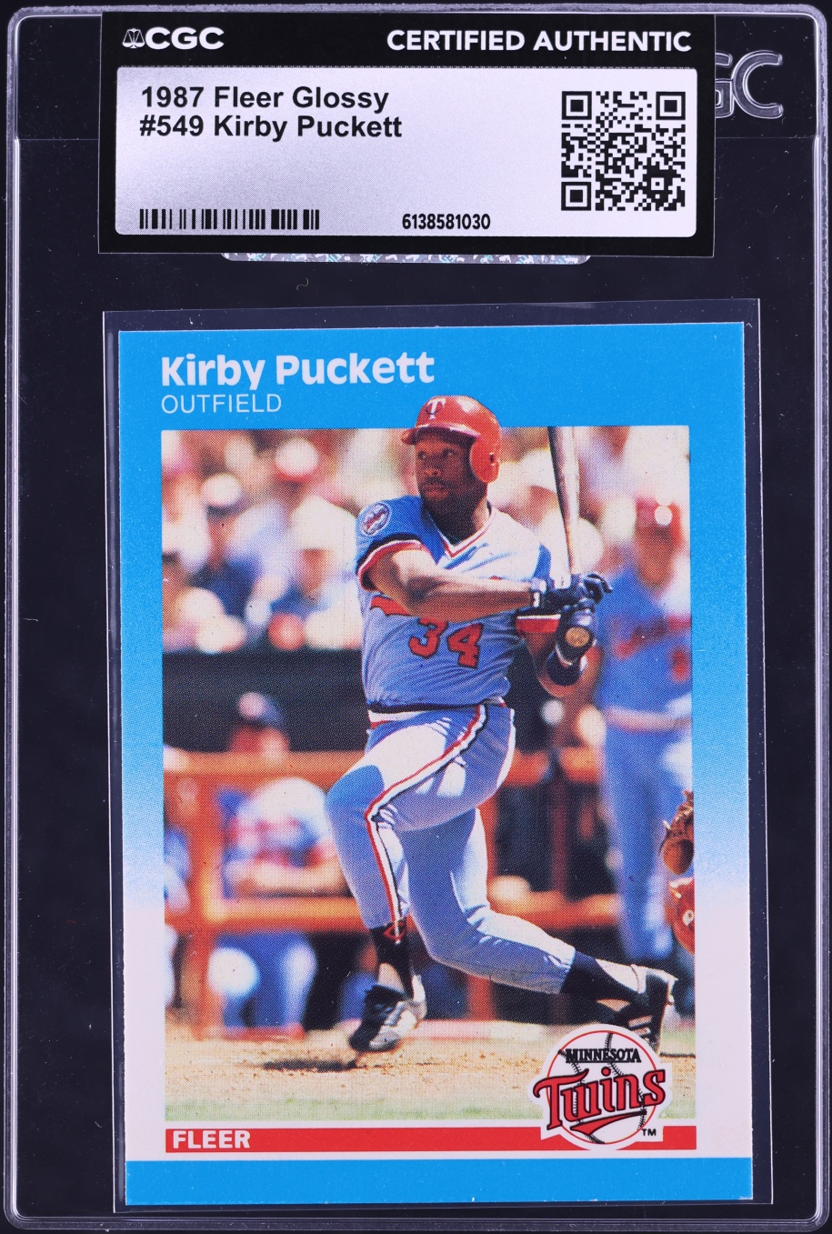 1987 Fleer Glossy Kirby Puckett #549 CGC AUTH