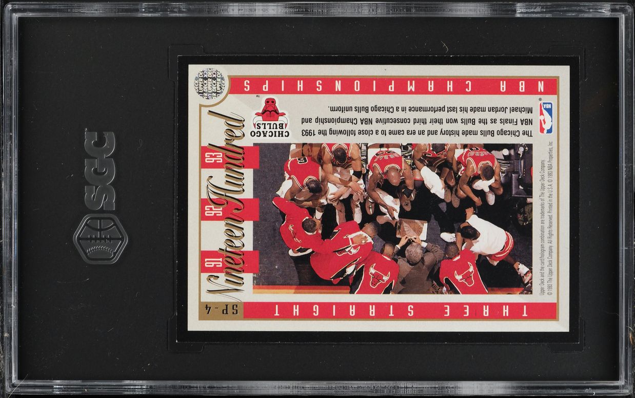 1993 Upper Deck Three Straight Chicago Bulls w/ Michael Jordan #SP-4 SGC 8 NM-MT