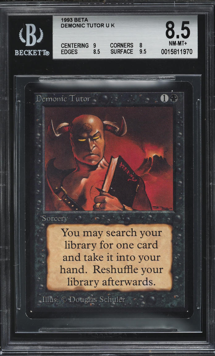 1993 Magic The Gathering MTG Beta Demonic Tutor BGS 8.5 NM-MT+