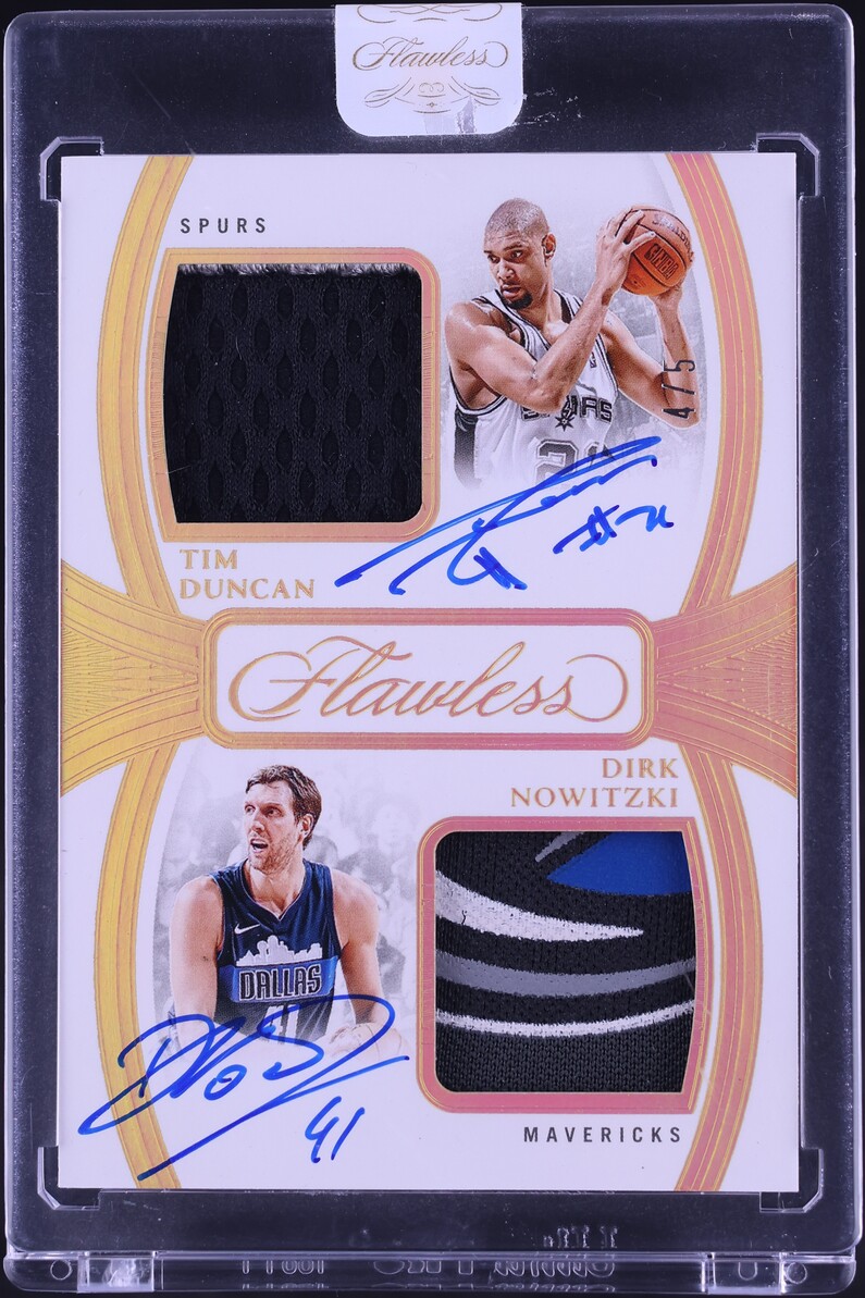 2024 Panini Flawless Dual Gold Tim Duncan & Dirk Nowitzki PATCH AUTO /5 #DPA-TDN