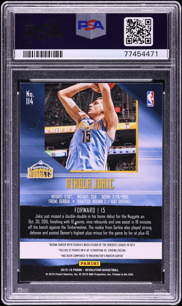 2015 Panini Revolution Infinite Nikola Jokic ROOKIE #114 PSA 9 MINT