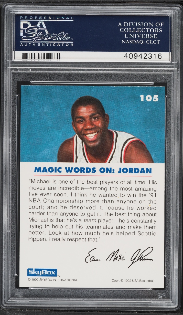 1992 Skybox USA Basketball Magic On Jordan #105 PSA 10 GEM MINT