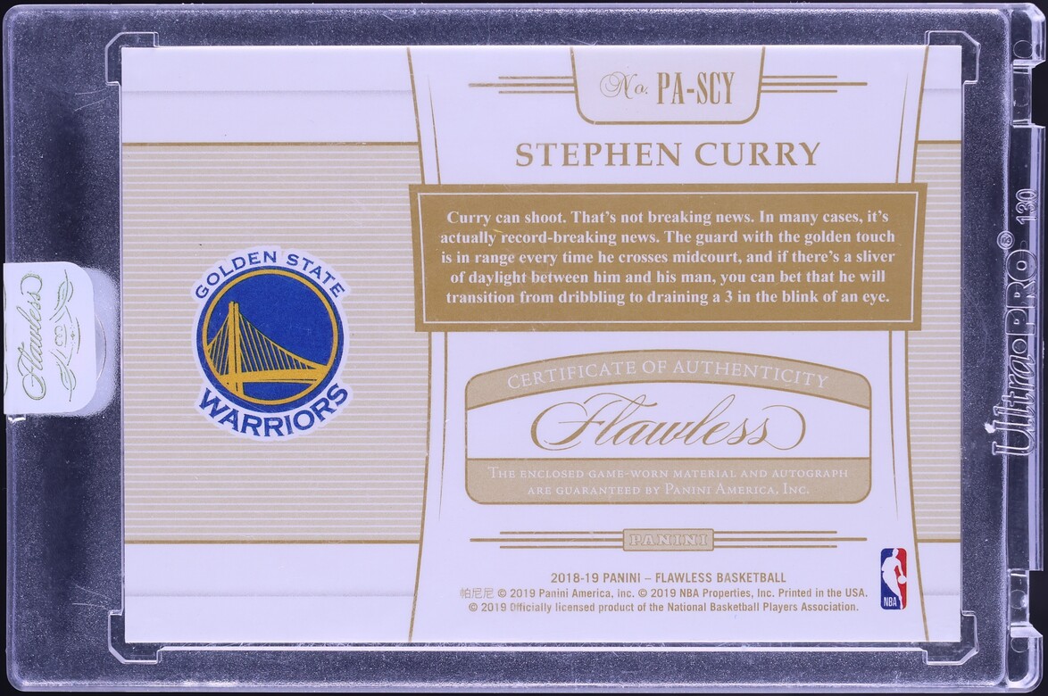 2018 Panini Flawless Ruby Stephen Curry PATCH AUTO /15 #PA-SCY - Photo 2