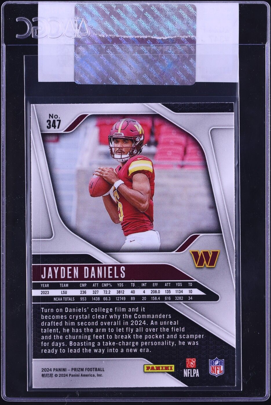 2024 Panini Prizm Jayden Daniels ROOKIE #347 CGC AUTH