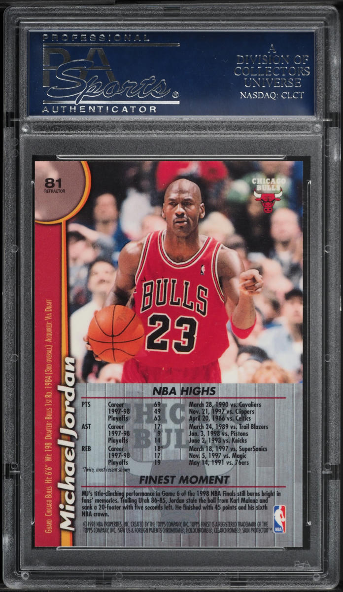 1998 Finest Refractor w/ Coating Michael Jordan #81 PSA 10 GEM MINT