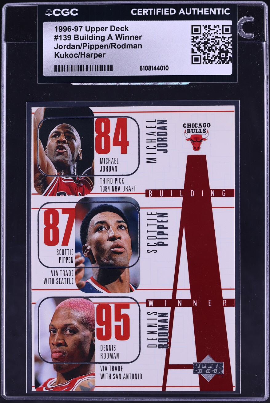 1996 Upper Deck Building A Winner Jordan Pippen Rodman Kukoc Harper #139 CGC AUTH