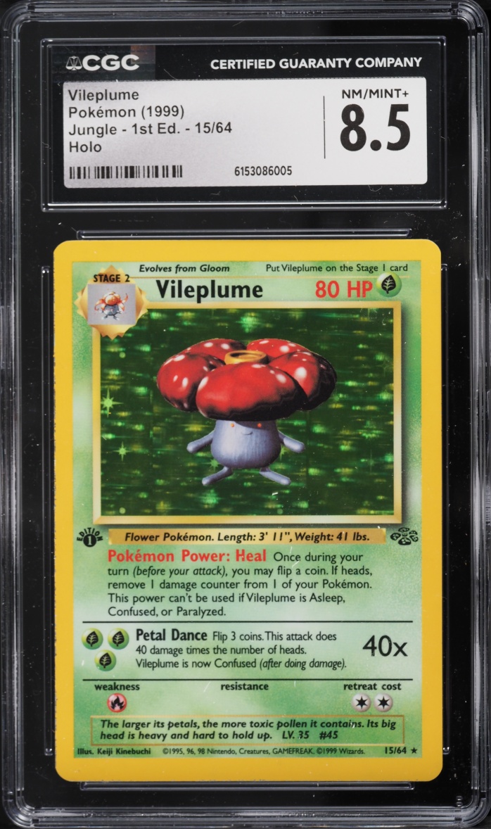 1999 Pokemon Jungle 1st Edition Holo Vileplume #15 CGC 8.5 NM-MT+