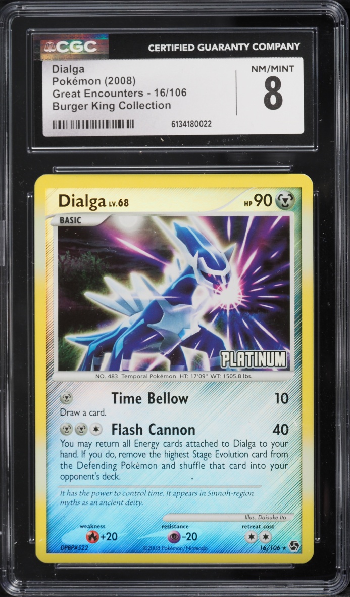 2008 Pokemon Diamond & Pearl Great Encounters Burger King Collection Dialga #16 CGC 8 NM-MT