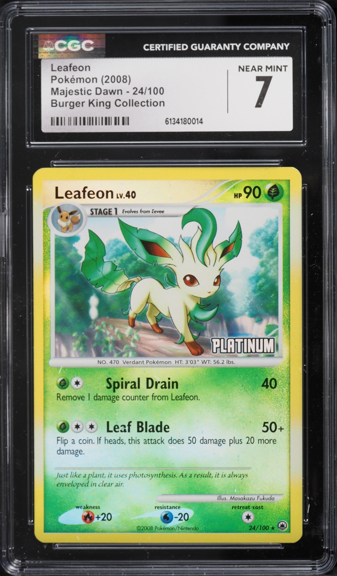 2008 Pokemon Diamond & Pearl Majestic Dawn Burger King Collection Leafeon #24 CGC 7 NRMT