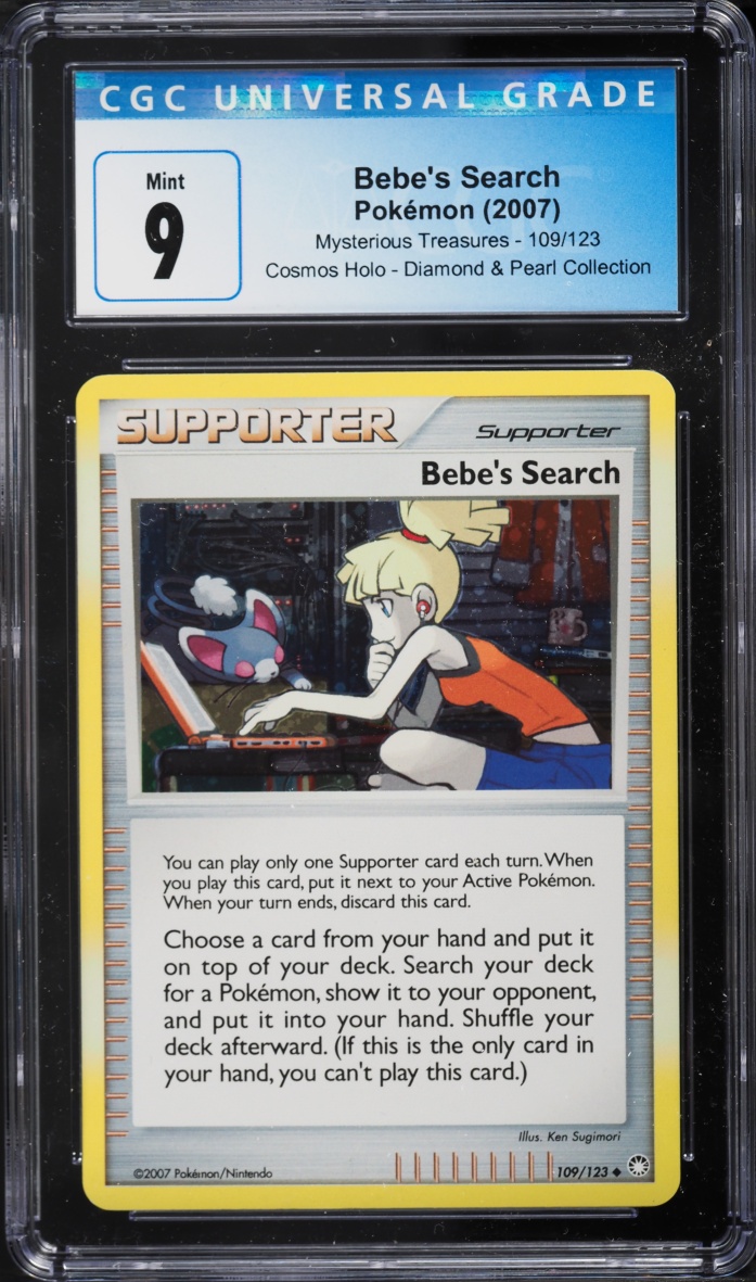 2007 Pokemon Diamond & Pearl Mysterious Treasures Cosmos Holo Bebe's Search #109 CGC 9 MINT