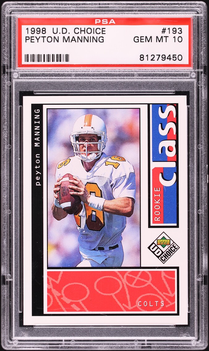 1998 Upper Deck Choice Peyton Manning ROOKIE #193 PSA 10 GEM MINT