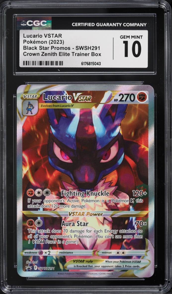 2023 Pokemon Sword & Shield Promo Crown Zenith ETB Full Art Lucario VSTAR #SWSH291 CGC 10 GEM