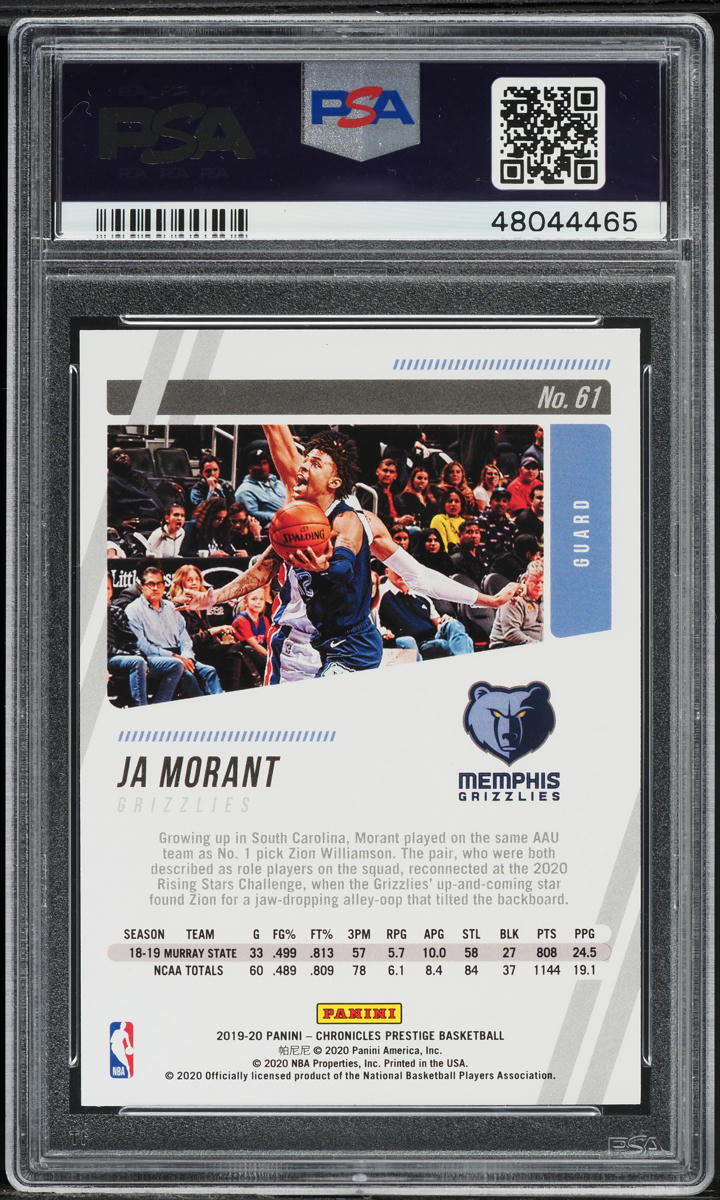 2019 Panini Chronicles Ja Morant ROOKIE #61 PSA 10 GEM MINT