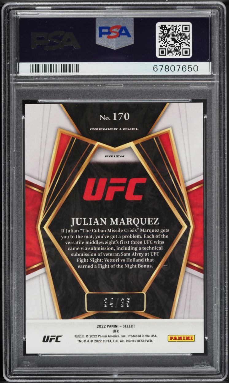 2022 Select UFC Premier Level Orange Prizm Julian Marquez ROOKIE /35 #170 PSA 10